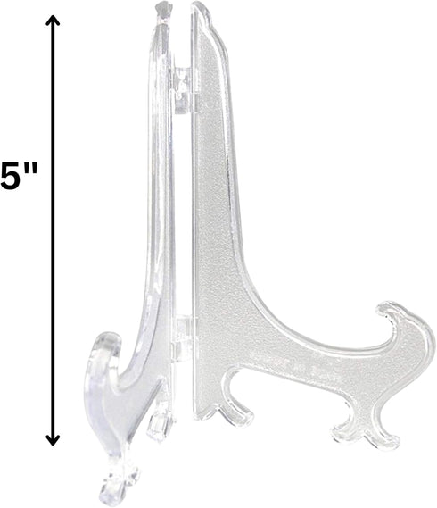 BANBERRY DESIGNS Plate Display Easels - Home Decoration - Pack of 10 - Clear 5 Inch Plate Holder Stands...