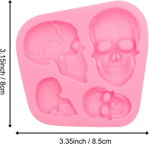 Creative Skeleton Head Skull Silicone Cake Decoration Mold 2 Pcs, Skeleton Head Fondant Mold for Cake Decoration Candy Sugar Cupcake Topper Cake P...