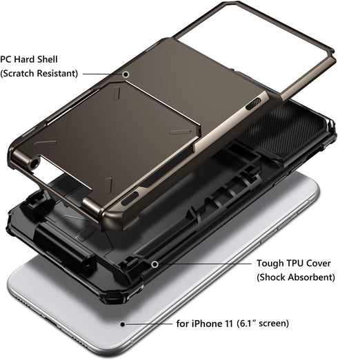 Vofolen Case for iPhone 11 Case Wallet 4-Card Holder ID Slot Flip Door Hidden Pocket Anti-Scratch Dual Layer Hybrid TPU Bumper Armor Protective Ha...