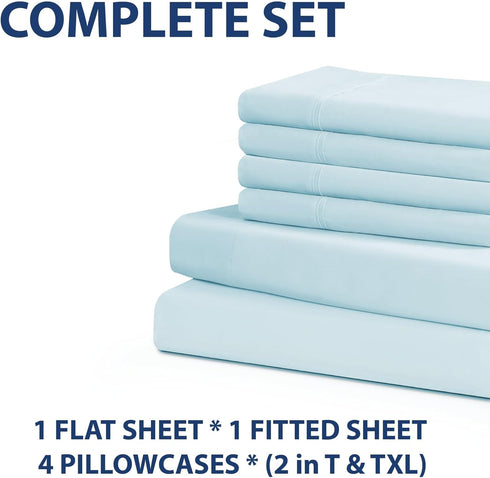Home Collection Micro Caress Luxurious Sheet Set, 90GSM 4 -Piece King Size with 2 Additional Pillowcase, Aqua Color...