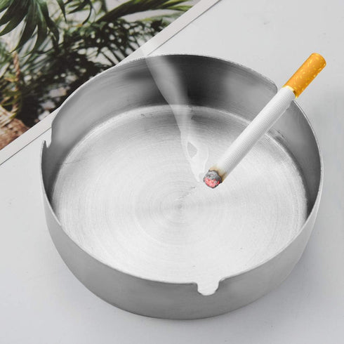 Pack of 4 Ashtray Round Stainless Steel Cigarette Ashtray Set for Hotel, Restaurant, Outdoors and Indoor...