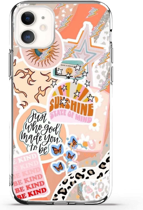 Aesthetic cute collage pattern for women girls protective case for iPhone 11, Trendy Designed sunshine pattern TPU bumper Shockproof iPhone Case S...