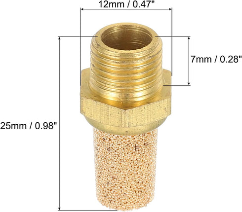 MECCANIXITY Pneumatic Muffle, 1/8" NPT Male Long Exhaust Muffler Solenoid Valve Brass Muffler Noise Silence Air Cylinder Accessories for Valve, 2 ...