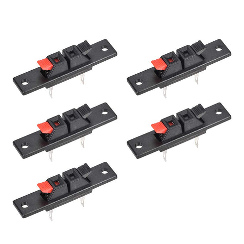 uxcell 2 Ways Spring Speaker Terminal Clip Push Release Connector Audio Cable Terminals Strip Block Black Red WP2-35 5Pcs...