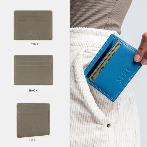 SLNT Napa Top Grain Leather RFID & NFC Signal Blocking Simple Card Wallet with 4 Credit Card Slots & 1 Center Pocket - Slim & Lightweight, Great f...
