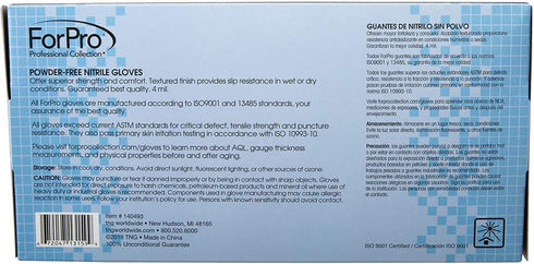 ForPro Disposable Nitrile Gloves, Powder-Free, Latex-Free, Non-Sterile, Food Safe, 4 Mil, Blue, Large, 100-Count...
