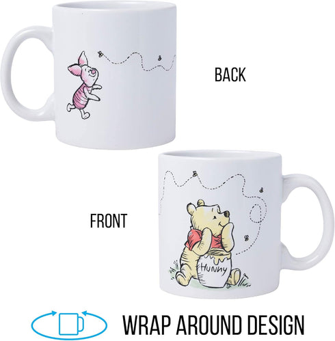 Silver Buffalo Disney Winnie the Pooh But First Hunny Piglet Ceramic Coffee Mug, 20 Ounces...