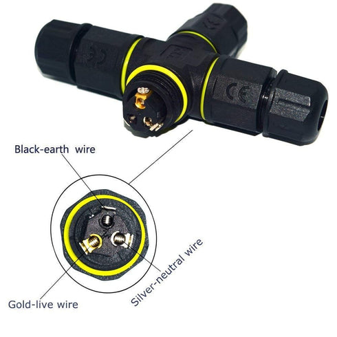 3 Way 3Pin IP68 Waterproof Junction Box,Ideal for 4.5mm-10mm Outdoor Waterprrof Junction Cable,Used for Outdoor Road Landscape Lights, car Decorat...