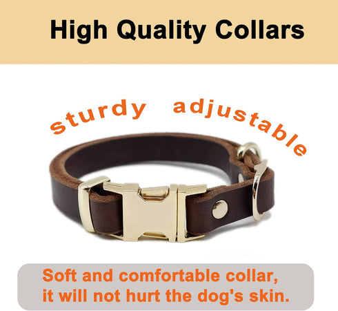Leather Dog Leash 5ft for Small Dogs,Braided Leather Leash and Dog Collar Set,Strong Dog Training Leash,Soft Comfortable Dog Training Leather Leas...