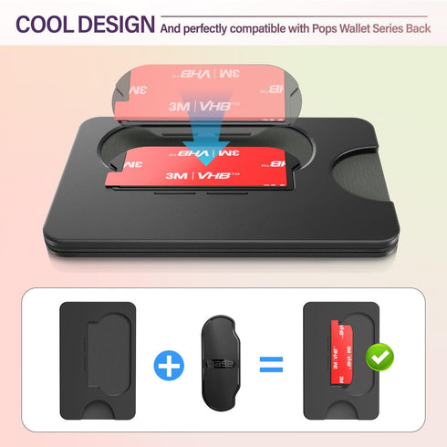 3PCS Adhesive Base for Pops Wallet+, Detachable Sticky Plastic Part Strips Replacement for Socket Wallet Plus & Wallet Case Back with Extra 3Pack ...