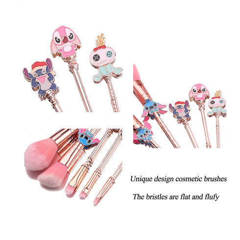 5Pcs Stitch Theme Cosmetic Brushes Set, Interstellar Baby Makeup Brushes, Premium Synthetic Foundation Eyeshades Brush Set Best Gift...