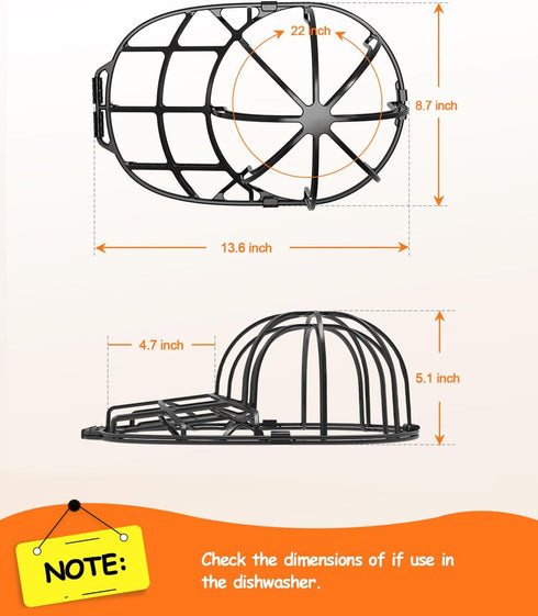 XQXA Hat Washer Cage - No Assembly Needed Hat Cleaner | Perfect Fit for Adult and Kids Hats | Ideal for Baseball Caps | Safe for Dishwasher and Wa...
