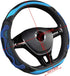 BuilLLin D Cut Steering Wheel Cover - D Shaped Flat Bottom Microfiber Leather Anti-Skid Breathable Fit 14.5"-15" (Blue)...