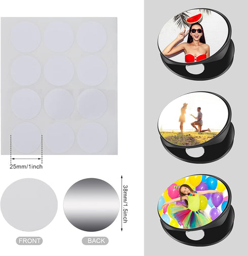 50 Pieces 1.5 Inch Sublimation Blank Aluminum Stickers for Collapsible Phone Holders, Round Sublimation Aluminum Sheets Aluminum Board Heat Transf...