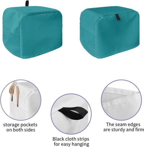 2 Slice Toaster Cover, Bread Machine Cover Pure Teal Green Solid Color Kitchen Appliance Dust Cover with Top Handle Fingerprint Protection Lightwe...