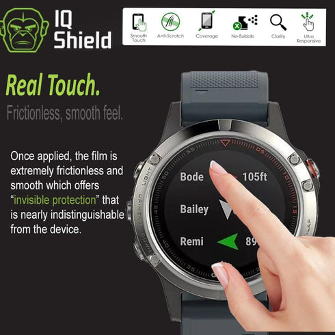 IQShield Screen Protector Compatible with Garmin Fenix 5 / Garmin Fenix 5 Plus (6-Pack) Anti-Bubble Clear TPU Film...