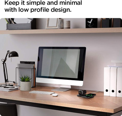 Spigen Mag Fit Duo Designed for MagSafe Charger Stand Charging Pad Case for iPhone 16, 15, 14, 13, 12 Models/Apple Watch All Series/Airpods - Blac...