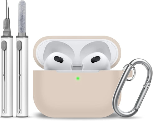 AirPods 3 Case Cover, Silicone Protective Accessories Skin with Keychain and Cleaner Kit Compatible with Apple AirPod 3rd Generation 2021 for Wome...