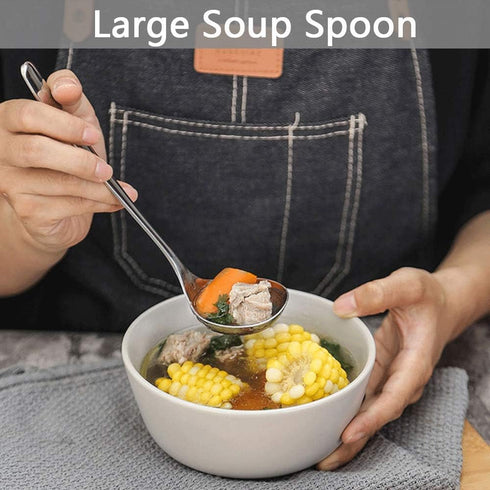 18/8 Stainless Steel Deep Pho Noodle Spoons Big Soup Spoon Large Serving Spoon Mini Ladle-7.9inch...