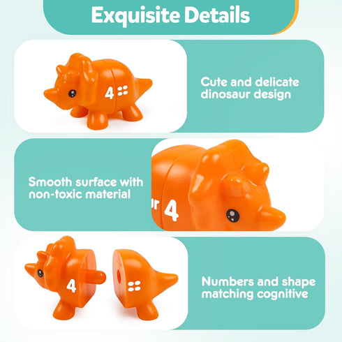 Matching Number Counting Dinosaur Toys with Double-Sided 1 2 3 Number Preschool Learning Sensory Sorting Educational Montessori Toy Sets for Kids ...
