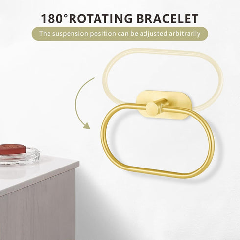 Towel Bar/Bath Towel Ring, Self Adhesive Hand Towel Ring for Bathroom, Stainless Steel Sticky Hand Towel Holder, No Drilling Modern Round Towel Ha...