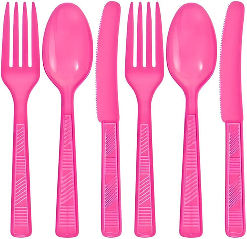 Party Dimensions Plastic Hot Pink | Pack of 48 Cutlery Combo, 48 count...