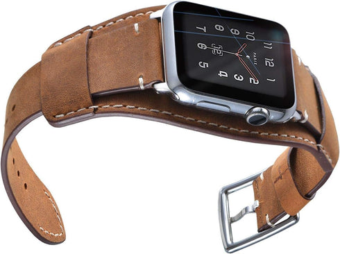 Compatible with Apple Watch Band 49mm 46mm 45mm 44mm 42mm(Series 3 2 1),Genuine Leather Bracelet Wrist Strap Compatible Apple Watch Ultra1/2 Serie...