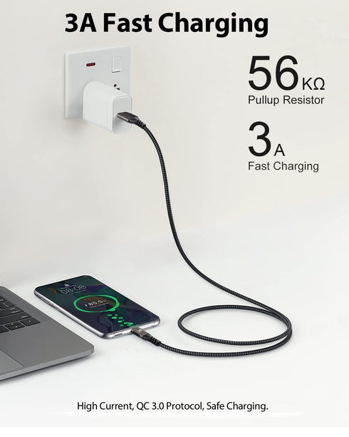 USB C Cable 6.6ft, USB A to USB C Cable USB 3.1 USB 3.2 Gen2 10Gbps Data Charger Cord for Samsung Galaxy S24 S23 S22 S21 S20 S10 S9 S8+, Note 20 1...