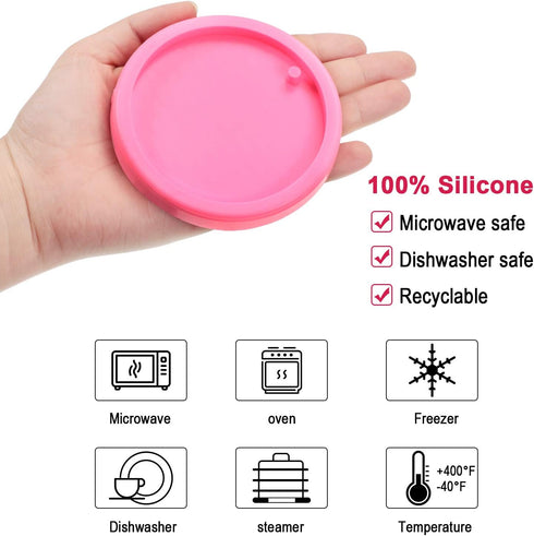 Boao 4 Pcs Round Keychain Molds Silicone Circle Epoxy Molds DIY Pendant Clay Keychain Charms Kit with 4 Key Chains Circle(7.8 cm and 5 cm Diameter...