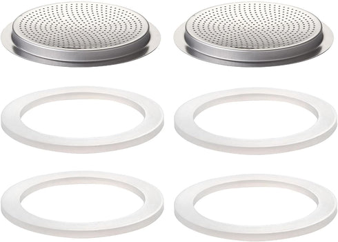 2 Cup Stovetop Espresso Coffee Maker Replacement Parts for Stainless Steel Moka Pot 2 Pcs Filter with 4 Pcs Silicone Gasket Seals...