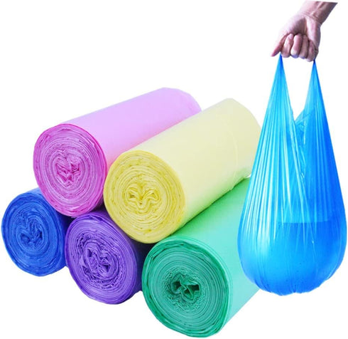 100 Count 4 Gallon Trash Bags, Small Colorful Garbage Bags with Handle for Home Office Bathroom Trash Can...