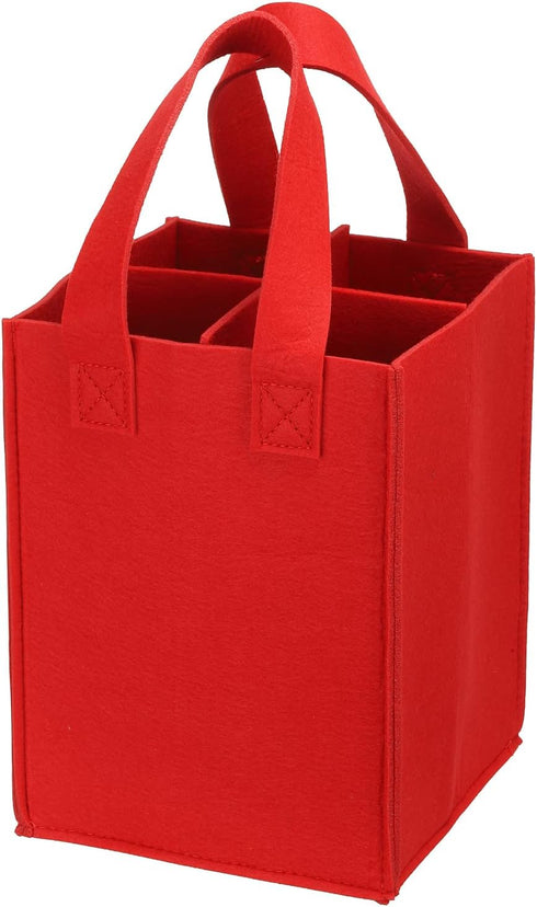 PATIKIL 4 Bottle Wine Carrier Tote Bag, Wine Bottle Carrying Bag with Divider Reusable Wine Storage Bag Felt Grocery Bags Portable Gift Bag, Red...