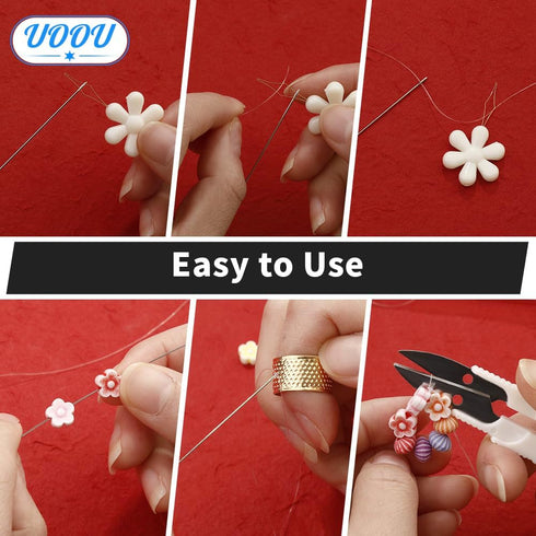 Beading Needles Set Include 60 Pcs Long Straight Beading Thread Needles + 10 Pcs Big Eye Beading Needles, Embroidery Needles with Needle Box, Thim...