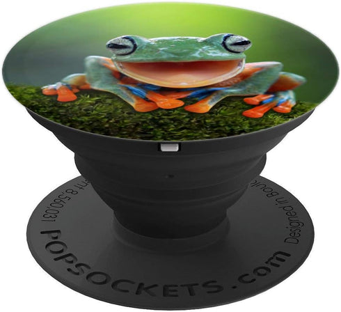 Frog Fun PopSocket: Green Frog Gift PopGrip for Phones & Tablets - Swappable Top, Adhesive Mount, Compatible with Most Cases...