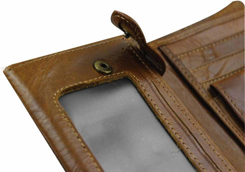 Men's Genuine Leather Biker Star Zipper Card/Money Chain wallet Purse...