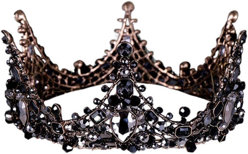 Aiosy Halloween Black Crown Rhinestone Tiara and Crowns Crystal Queen Tiara Gothic Hair Accessories Wedding Crowns Costume Baroque Crown for Women...