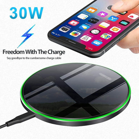 Wireless Charger • 30W Max Wireless Charging Pad • Compatible with Samsung Galaxy S23/S22/S21/S21 Ultra/S21+/S20 fe/S20/Note 20/10,Google Pixel,LG...