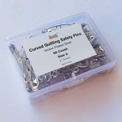 Curved Safety Pins for Quilting,Basting Pins for Quilting Curved,Size 3,50-Count...