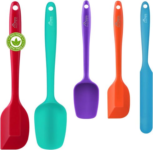 HOTEC Heat Resistant 600? Food Grade Silicone Rubber Spatula Set for Baking, Cooking, and Mixing Non Stick Dishwasher Safe BPA-Free Multicolor Set...