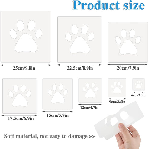 16 PCS Large Dog Paw Stencil for Painting 8 Sizes Cute Paw Stencils Template Reusable Paint Stencils for Walls Arts Decoration...