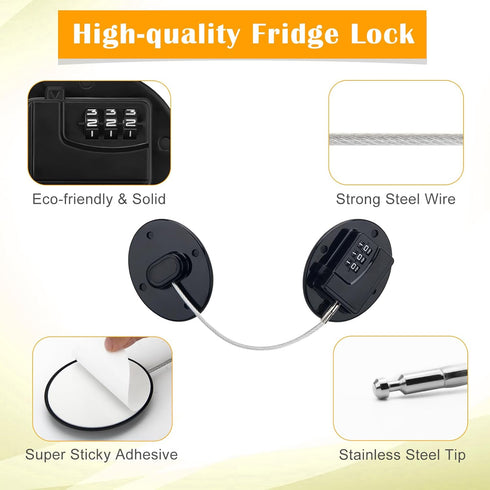 4PCS Refrigerator Locks Combination, Drill-free Child Proof Refrigerator Door Lock Fridge Lock Combination with Password, Mini Digital Refrigerato...
