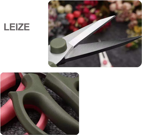 Leize Garden Flower Scissors, Premium Thickened Stainless Steel Floral Shears, Strong Pruner for Flowers, Branches and Leaves...