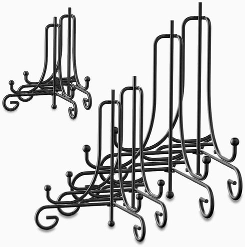 6 Pack 3 Sizes Iron Display Stand, Black Wire Iron Easel Plate Holder Dish Stand for Displaying Pictures, Decoration Plates, Books Dishes and Arts...