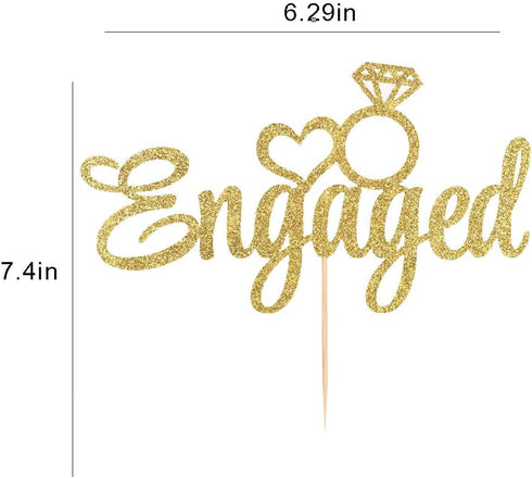 Engaged Cake Topper - Engagement Wedding Party Decorations Supplies...