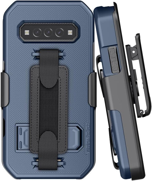 Case and Holster Combo Compatible with Kyocera DuraForce PRO 3 (E7200), Protective Case and Belt Clip Holster Combo with Handstrap, Kickstand and ...