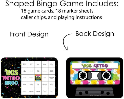 Big Dot of Happiness 80’s Retro - Bar Bingo Cards and Markers - Totally 1980s Party Bingo Game - Set of 18...