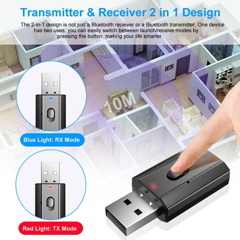 Bluetooth 5.0 Car Adapter, BAVNCO Mini Stereo Transmitter Receiver Wireless 3.5mm Aux Jack Adapter Hands-Free Car Kit Built-in Mic for Car, Home S...