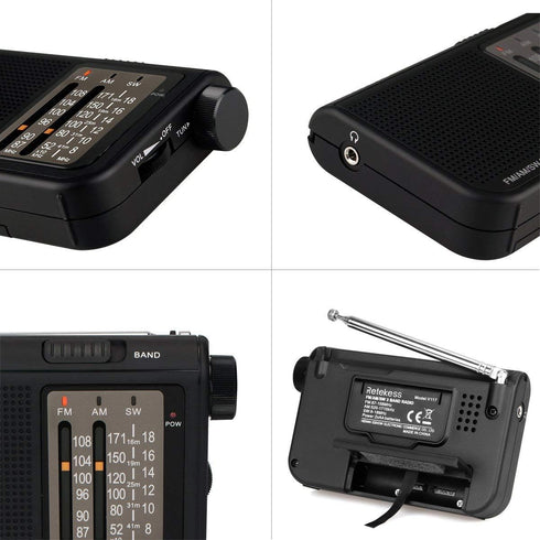 Retekess V117 Portable Radios AM FM, Shortwave Radio with Clear Dial, Transistor Radio with Best Reception for Seniors (Black)...