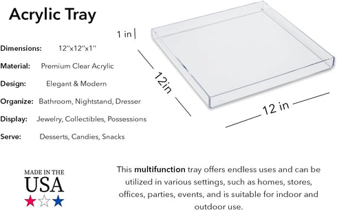 Mirart Clear Acrylic Tray (12 x 12)...