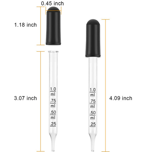 Glass Liquid Droppers, 1 ml Essential Oil Dropper Pipette Calibrated Glass Stain Dropper for Essential Oil Makeup Art Liquid Plant with Kraft Boxe...